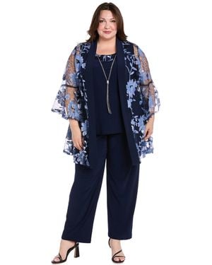R & M Richards Plus Size Round Neck Top - Blue