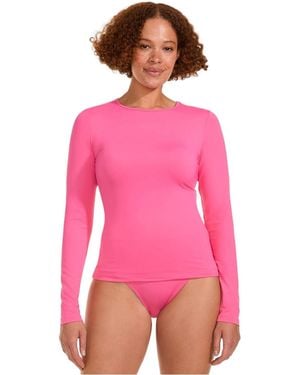 Lands' End Sunshade Upf 50 Long Sleeve Relaxed Rash Guard - Pink