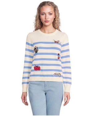 Lands' End Drifter Modern Jacquard Crew Neck Sweater - White