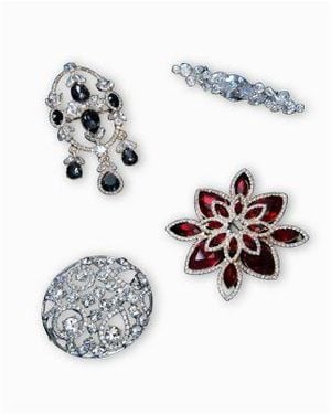 Givenchy Metal Tone Pave Pin Collection - White