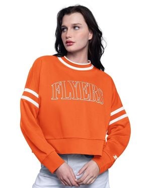 Starter Orange Philadelphia Flyers Power Play Cropped Pullover Sweatshirt