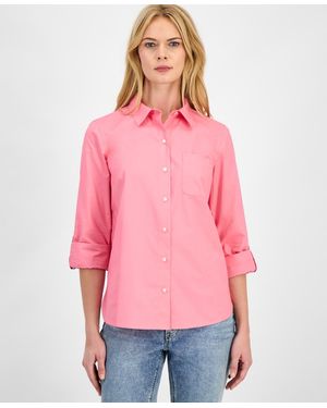 Nautica Jeans Roll-tab Button-front Shirt - Pink