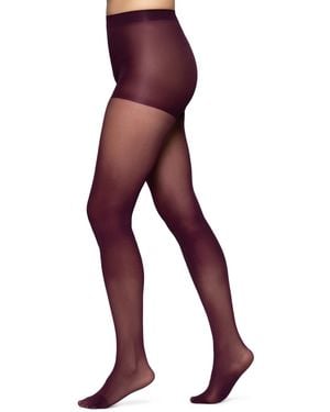 Hue Control Top Sheer Tights - Purple
