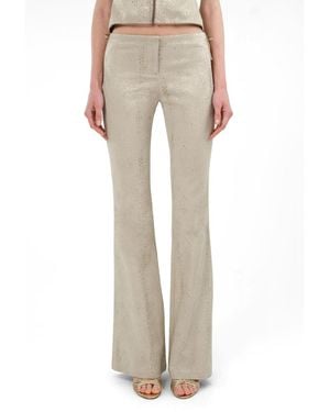 Nocturne Snake Print Jacquard Flare Pants - Natural
