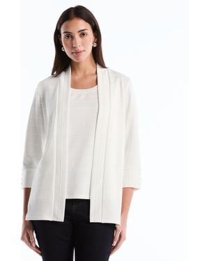 Rafaella Petite Ottoman Knit Cardigan Sweater - White