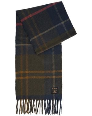 Barbour Yorklane Tartan Tasseled Wrap Scarf - Black