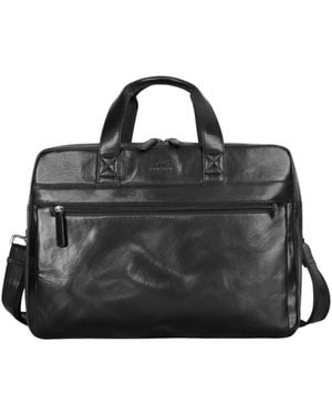 Mancini Leather Laptop Briefcase - Black