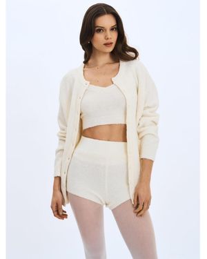 Miss Circle Orla Wool-blend Ribbed Knit Cardigan - White