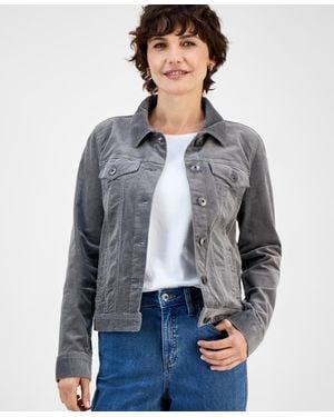 Style & Co. Corduroy Classic Long-sleeve Jacket - Gray