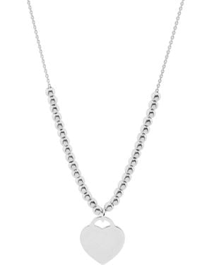 Giani Bernini Primavera Sterling Heart Pendant Ball Stud Necklace - Metallic