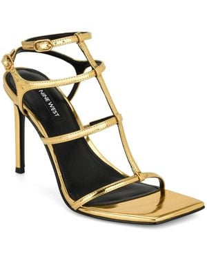 Nine West Wilma Caged Square Toe Stiletto Dress Sandals - Metallic