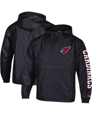 Champion Arizona Cardinals Packable Hooded Windbreaker Half-zip Jacket - Blue