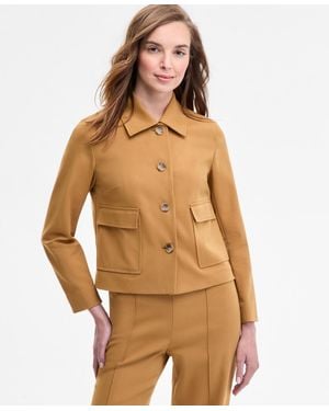 Anne Klein Button-front Patch Pocket Jacket - Brown