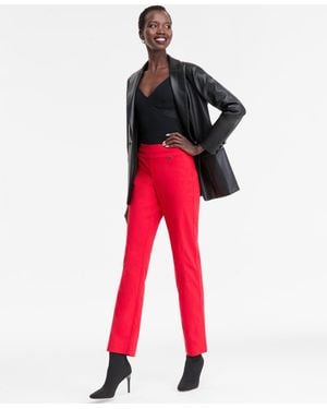 INC International Concepts Tummy-control Pull-on Straight-leg Pants - Red