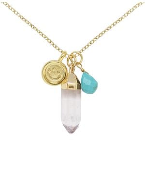 charged Crystal Gemstone Charm Necklace - Metallic