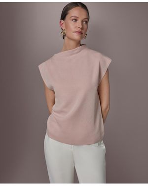 Donna Karan Asymmetric Mock Neck Sweater - Brown