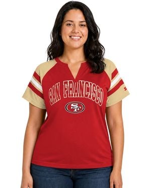 Starter San Francisco 49ers Plus Size Game On Notch Neck Raglan T-shirt - Red