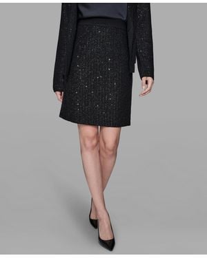 Karl Lagerfeld Sequined Knit Short Skirt - Black