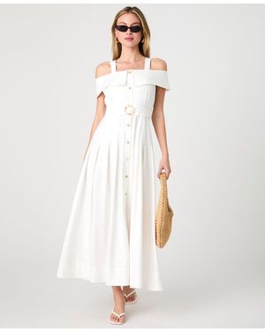 French Connection Off-the-shoulder Midi Shirtdress - White