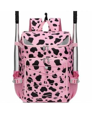 Peneyon Baseball Softball Equipment Bag Spacious Storage With Shoe Pocket Padded Straps - Pink