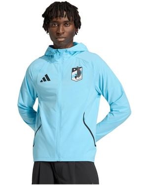 adidas Minnesota United Fc Tiro Travel Full-zip Hooded Windbreaker Jacket - Blue