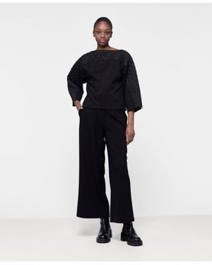 eem Quilted Embroidered Top - Black