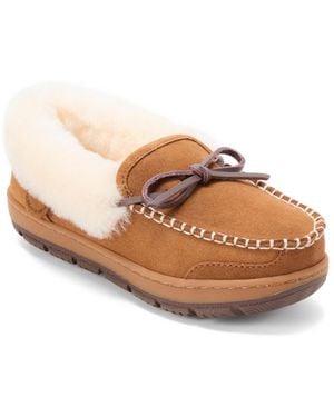 Dearfoams Gladstone Genuine Shearling Moccasin - Brown