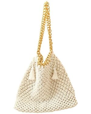 BrunnaCo Colette Macrame Beach Bag In Off - Metallic