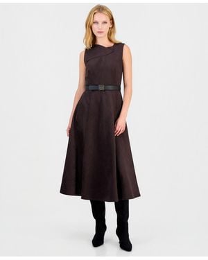 Anne Klein A-line V-neck Midi Dress - Blue