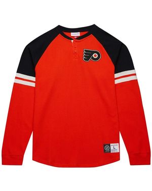 Mitchell & Ness Philadelphia Flyers Thermal Henley Long Sleeve T-shirt - Red