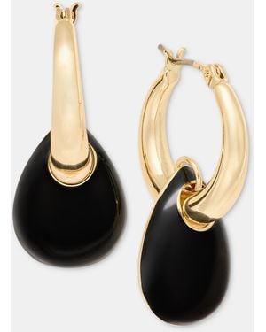DKNY Puffy Charm Hoop Earrings - Black