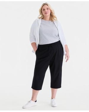 Style & Co. Plus Size Knit Pull-on Capri Pants - Black