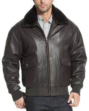 Landing Leathers Men G-1 Leather Flight Bomber Jacket - Black
