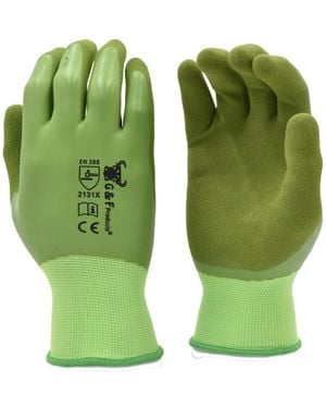 G & F Products Double Microfoam Latex Coated Gloves - Green