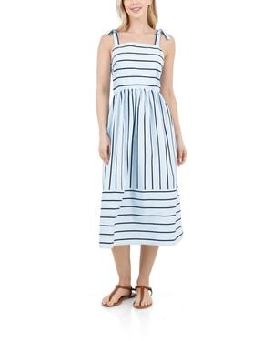 Fever Sleeveless Bow Tie Straps Midi Dress - Blue