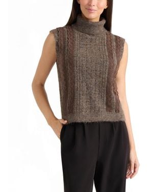 Ellen Tracy Sleeveless Turtleneck Sweater Top - Black
