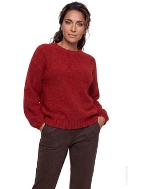 Olsen Henny Boucle-knit Dropped-shoulder Pullover Sweater - Red