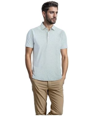 Scott Barber Linen/cotton Stripe Polo - Blue