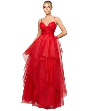 Bariano Solenne Tie Ball Gown - Red