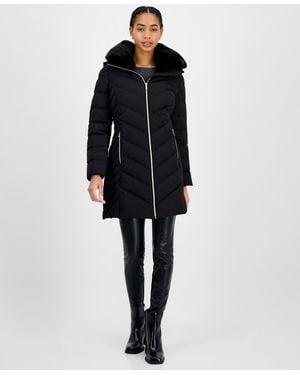 Michael Kors Michael Faux-fur-trim Hooded Puffer Coat - Black