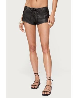 Edikted Lace Up Micro Shorts - Black