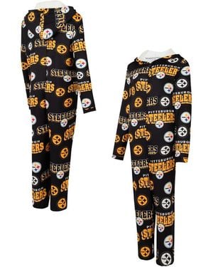 Concepts Sport Pittsburgh Steelers Roadway Allover Print Microfleece Full-zip Union Suit - Black