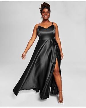 B Darlin Trendy Plus Size Satin Sleeveless Gown - Black
