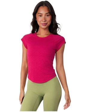 Vitaly Whisper Raglan Sleeve Curved Hem Short-sleeve T-shirt - Red