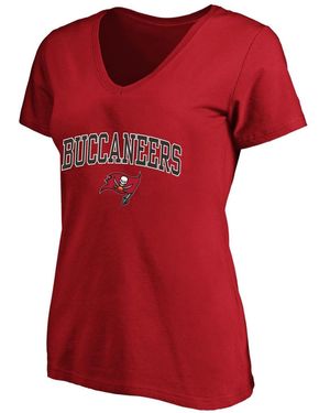 Fanatics Plus Size Tampa Bay Buccaneers Arch Over Logo V-neck T-shirt - Red