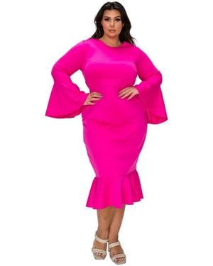 L I V D Plus Size Sabrina Mermaid Hem Dress - Pink