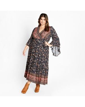 City Chic Belle Wrap Maxi Dress - Gray