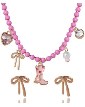 Jessica Simpson Kids Charm Necklace & Earrings Set - Pink
