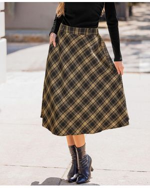 CUPSHE Plaid Asymmetrical Hem Midi Skirt - Brown