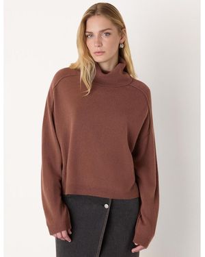 Whistles Wool Cowl Neck Knit Sweater - Brown
